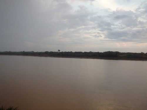 Our view up the Amazon; it will rain heavily at Puerto Maldonado.